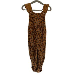 Mud Pie Toddler Leopard Print Corduroy Overalls – 24 Months, Ruffle Straps, Gent
